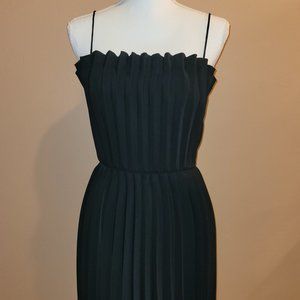 #176 Armani Black Pleated Spaghetti Strap Dress; S